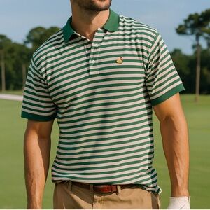 Masters Collection Green Striped Golf Polo | 100% Pima Cotton | XL | Retail $210